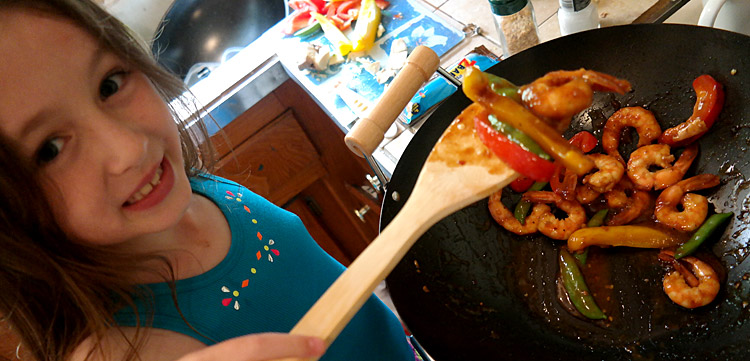Cooking with kids, kids in the kitchen, Pacific Chili Shrimp, Panda Express Pacific Chili Shrimp