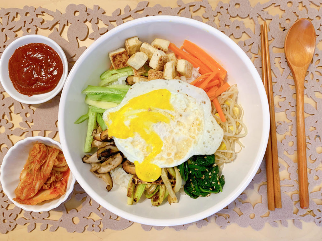 Bibimbap Recipe - Korean Rice, Tofu and Veggie Bowl - That ...