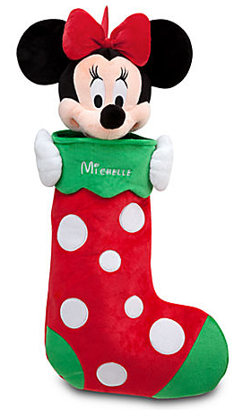 Minnie Mouse Plush Stocking - Holiday - Personalizable. Available at Disney Store! Photo Courtesty of Disney Store.