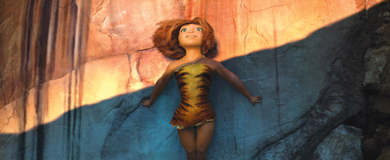 Eep (Emma Stone) basks in a rare taste of life outside her family cave. The Croods © 2013 DreamWorks Animation LLC. All Rights Reserved