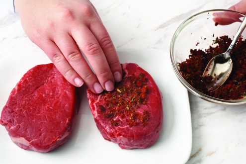 Dry rubs or pastes add flavor to meat and are easy. Get creative with your own mixtures of marinades and rubs. Photo courtesy The Beef Checkoff.