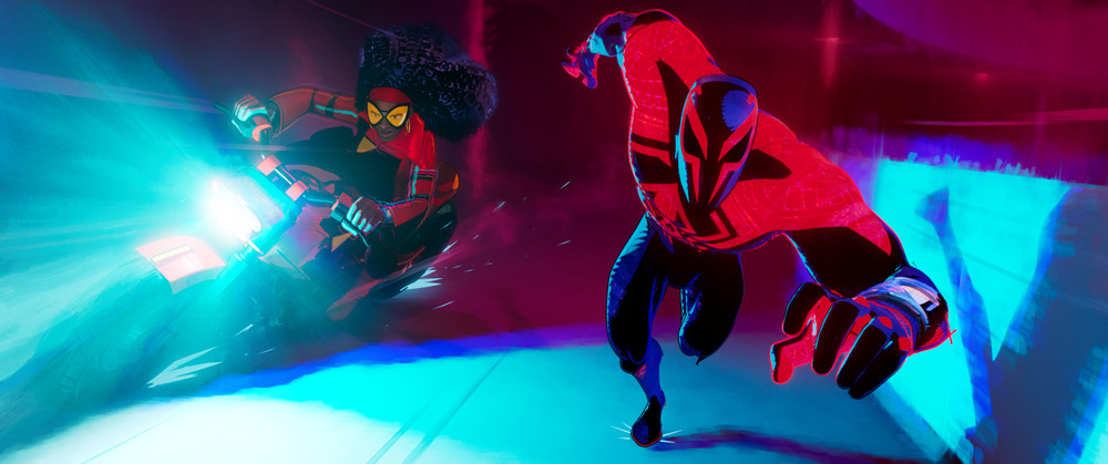 Jessica Drew (Issa Rae) and Miguel O Hara (Oscar Isaac) in Columbia Pictures and Sony Pictures Animations  SPIDER-MAN: ACROSS THE SPIDER-VERSE.